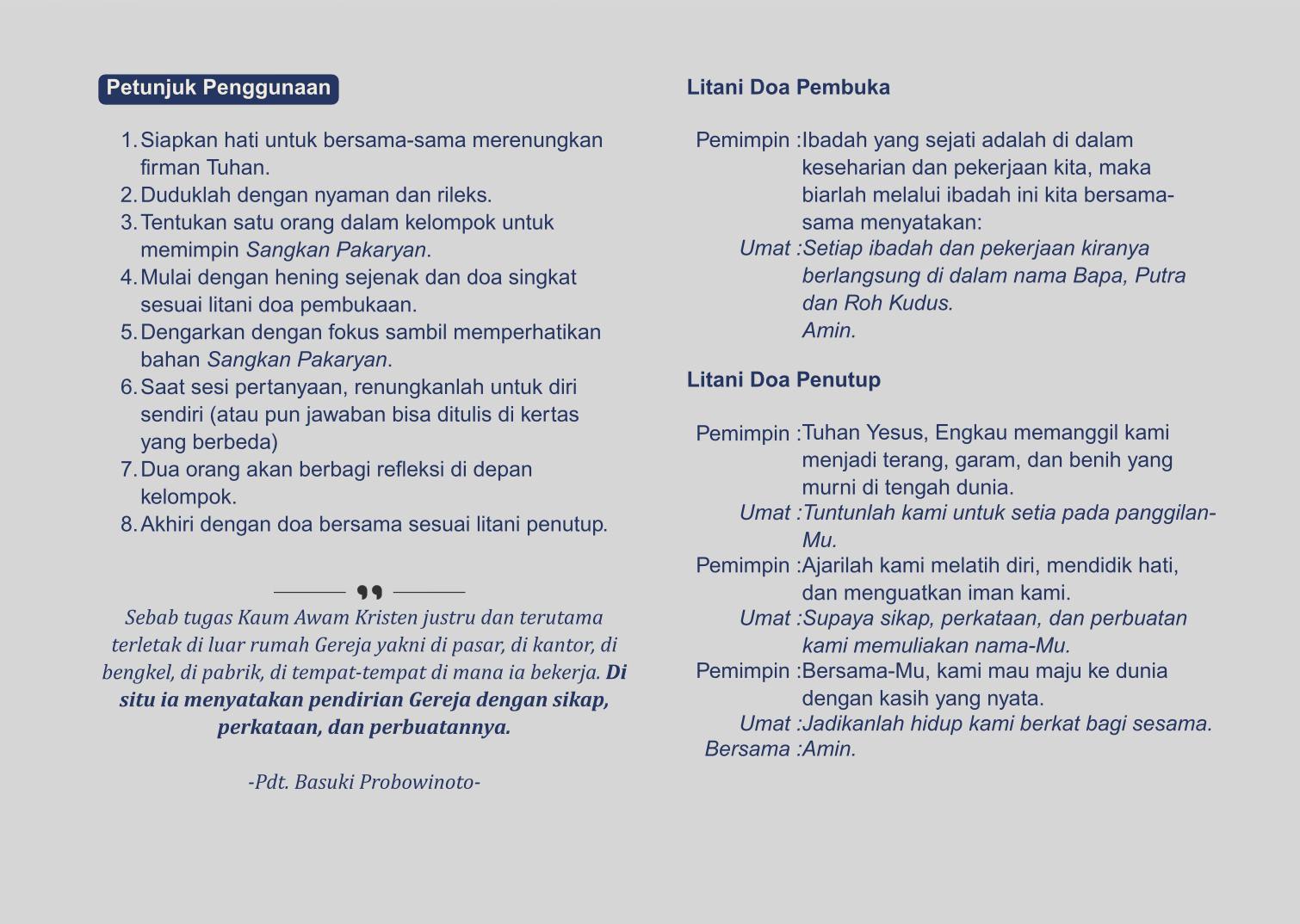 petunjuk sangkan pakaryan yakkum