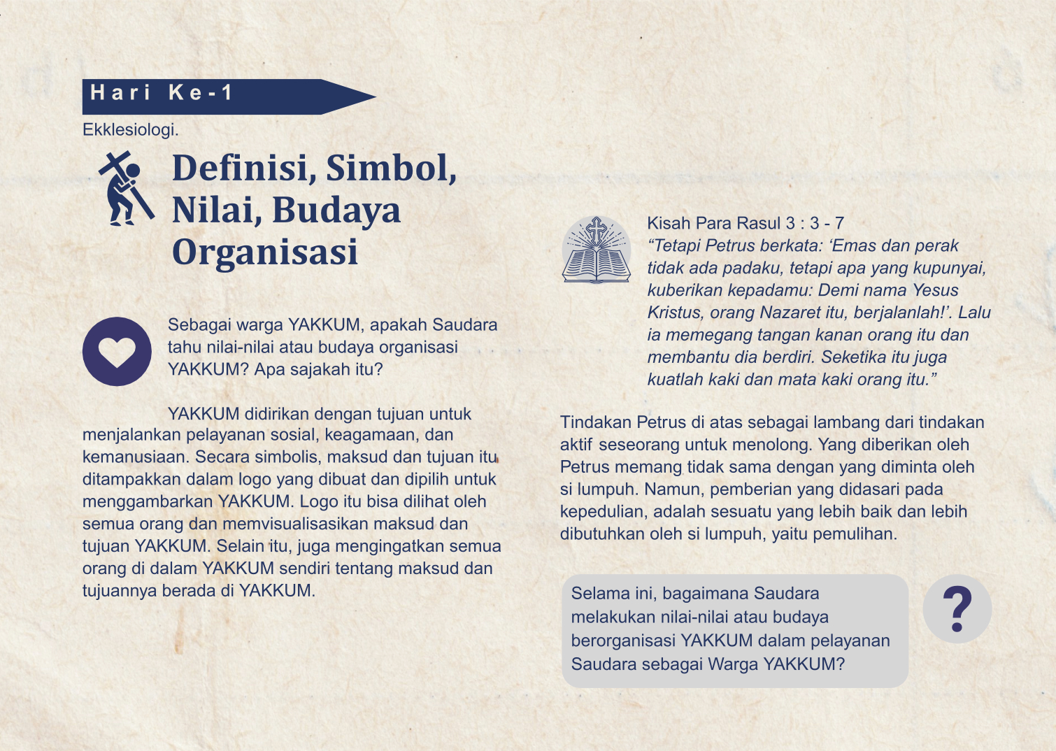 hari 1 sangkan pakaryan yakkum